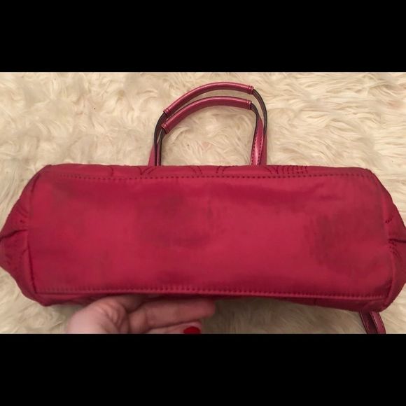 Coach Raspberry Quilted Logo Small Nylon Tote - Picture 4 of 8